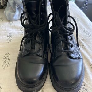Black Lace-Up Combat Boots